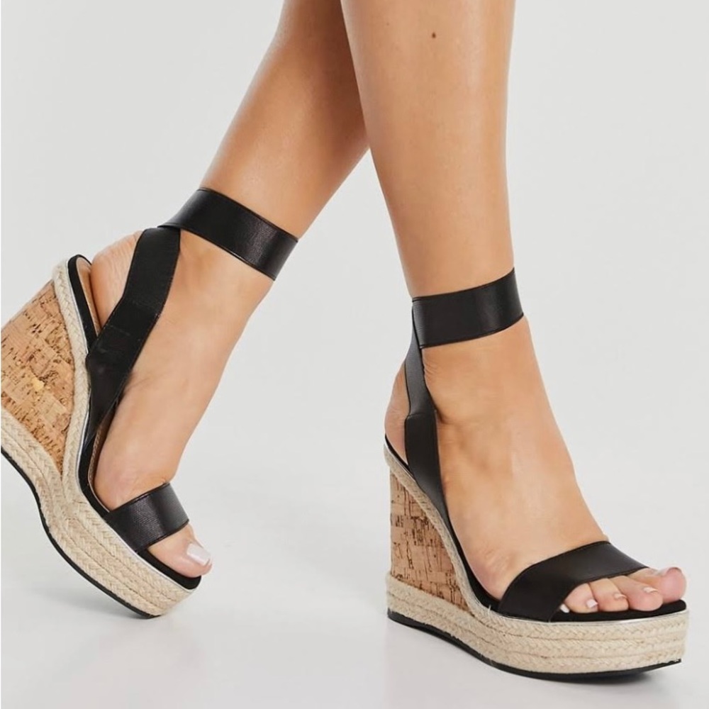 ASOS Design Tiffany Elastic Cork Wedges - Size 6.5